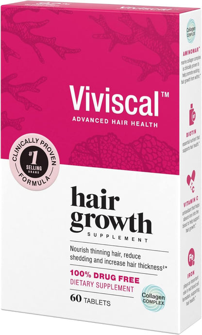 Viviscal Hair Growth Supplements For Women For Thicker, Fuller Hair, Nourishes Thinning & Loss, With Proprietary Collagen Complex, 180 Tablets, 3 Month Supply