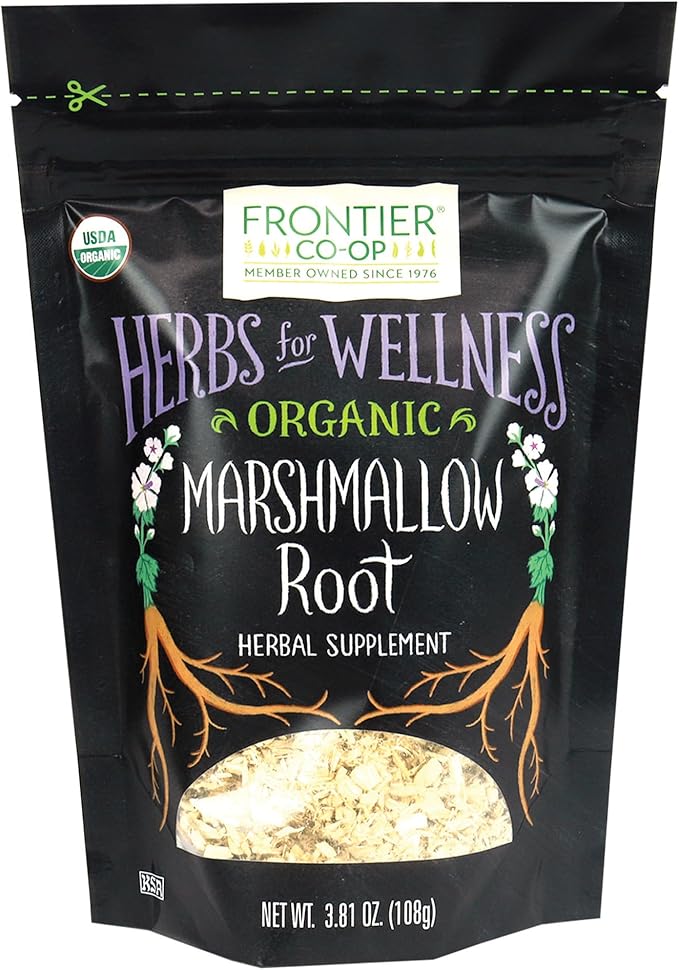 Frontier Co-op Organic Marshmallow Root Herb, Cut and Sifted, 3.8oz Bag – Perfect for Marshmallow Root Tea, Powder, Capsules and More