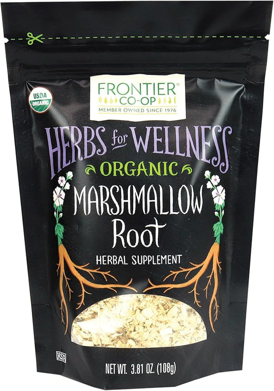 Frontier Co-op Organic Marshmallow Root Herb, Cut and Sifted, 3.8oz Bag – Perfect for Marshmallow Root Tea, Powder, Capsules and More