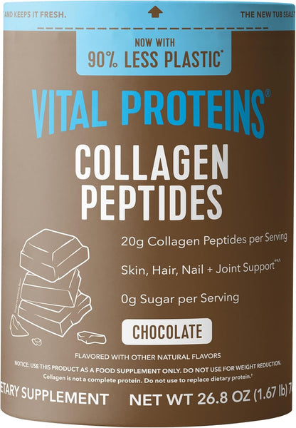 Vital Proteins Grass Fed Collagen Powder Supplement (Type I, III) for Skin Hair Nail Joint - Hydrolyzed Collagen, Grass Fed, Dairy and Gluten Free - Chocolate Flavor, 17.1 oz Canister