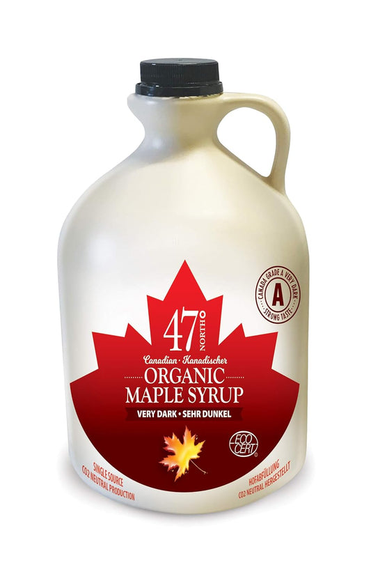 47° North Canadian Organic Maple Syrup Very Dark, 250g, Single Source, Grade A, Gluten Free, Vegan, Organic Maple Syrup, Strong Flavour for Pancakes & More