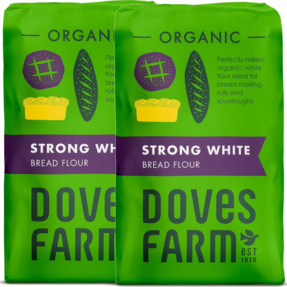 Doves Farm Organic Strong White Bread Flour | British Sourdough Bread & Roll Making Flour | Ideal for Artisan Breadmaking | Unbleached Bread Flour | 52.91 Oz (1.5kg)