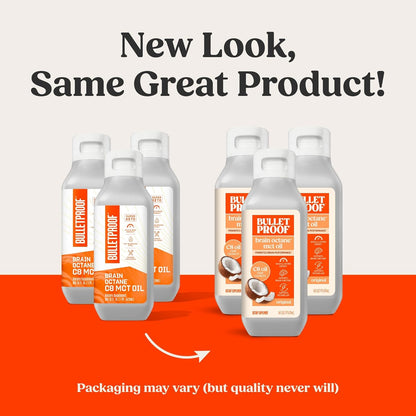 Bulletproof Coconut Brain Octane C8 MCT Oil, 16 Ounces, Premium Keto Supplement for Sustained Energy, Brain and Body Fuel, Unflavored, Add to Coffee and Smoothies, Packaging May Vary