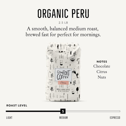 Mount Comfort Coffee Organic Whole Bean Coffee, Peru, 1.1kg