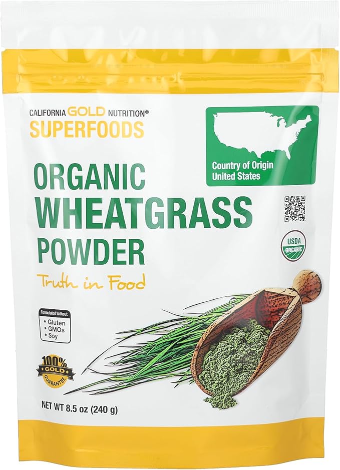 Organic Wheat Grass Powder, Sourced from USA, USDA Certified Organic, 8.5 oz (240 g)