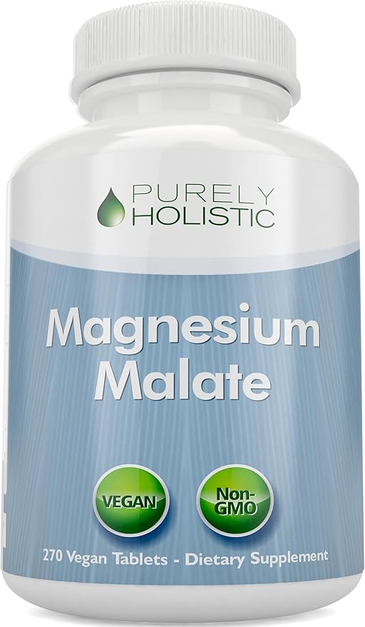 Magnesium Malate 400mg Tablets - 50% More 270 Vegan Tablets - Chelated Magnesium Supplement with Malic Acid - Promotes Energy Production and Muscle Recovery - High Absorption