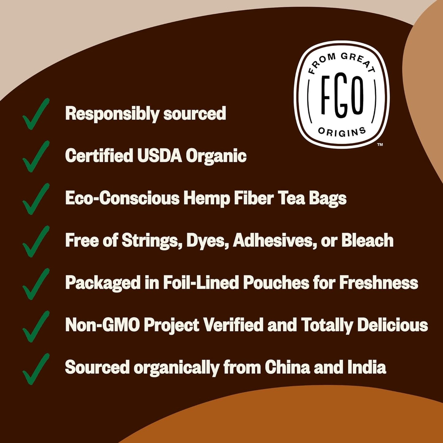 FGO Organic White Tea, Eco-Conscious Tea Bags, Packaging May Vary, 100 Count (Pack of 1)