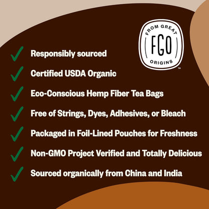 FGO Organic White Tea, Eco-Conscious Tea Bags, Packaging May Vary, 100 Count (Pack of 1)