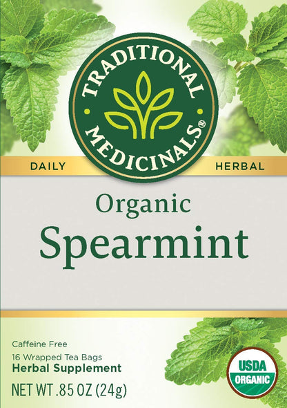 Traditional Medicinals Organic Spearmint Herbal Tea, Healthy & Refreshing, (Pack of 1) - 16 Tea Bags