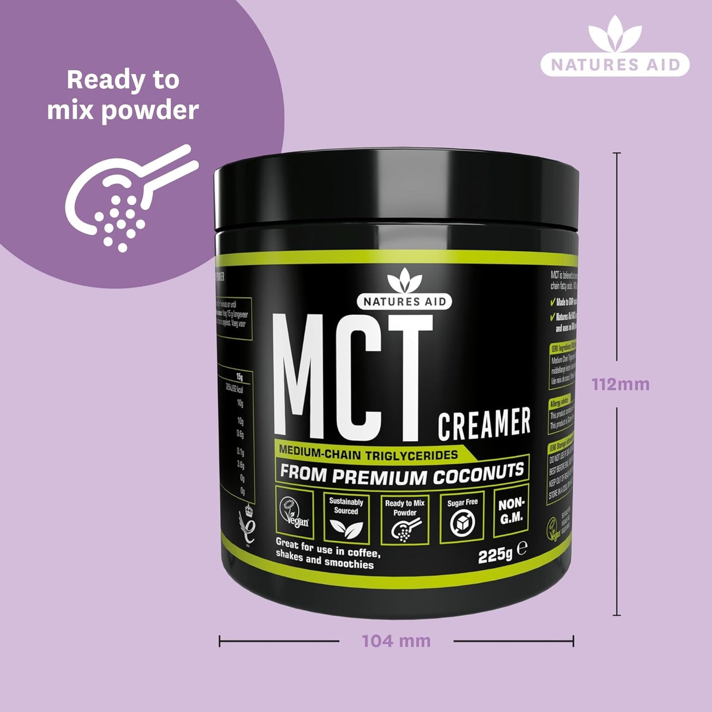 Natures Aid 100 Percent MCT Oil, Premium Coconut Oil, Sustainably Sourced, Add to Coffees or Shakes, Vegan, 500 ml