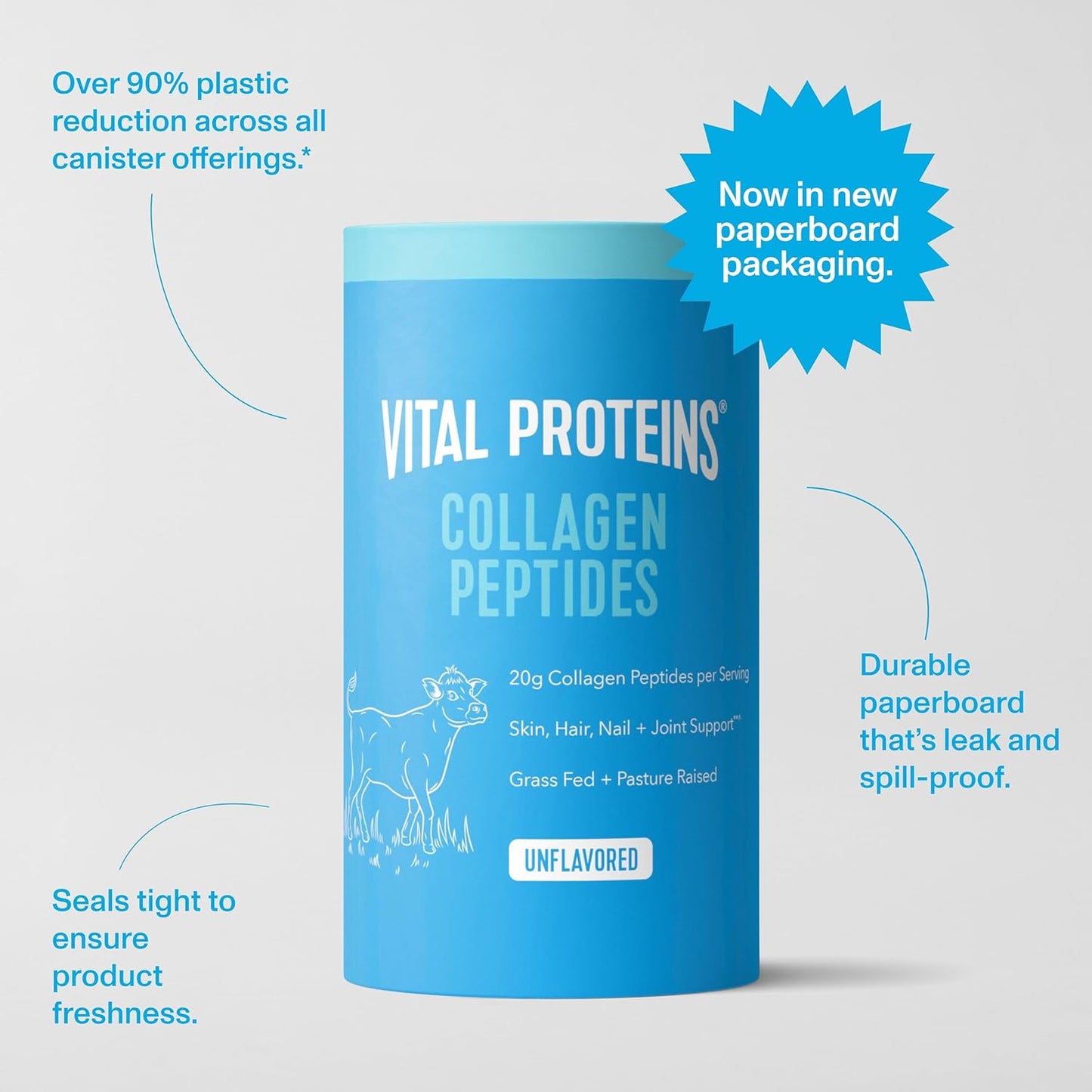 Vital Proteins Collagen Peptides Powder - Grass Fed Collagen Peptides for Hair, Nail, Skin, Bone & Joint Health, Vanilla, 23.2 Ounces