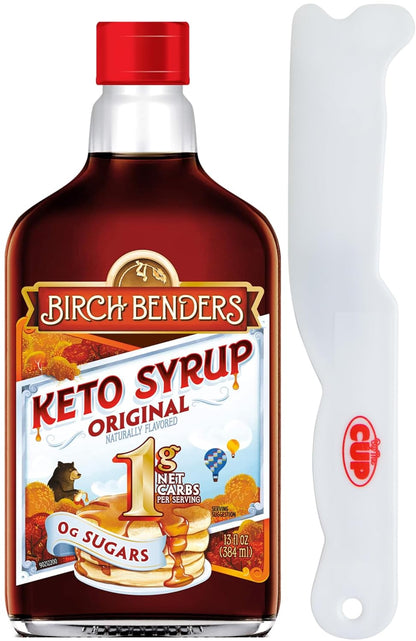 Birch Benders Original Keto Syrup, Gluten Free, Carb-Friendly, 13 fl oz (Pack of 1) with By The Cup Spatula Knife