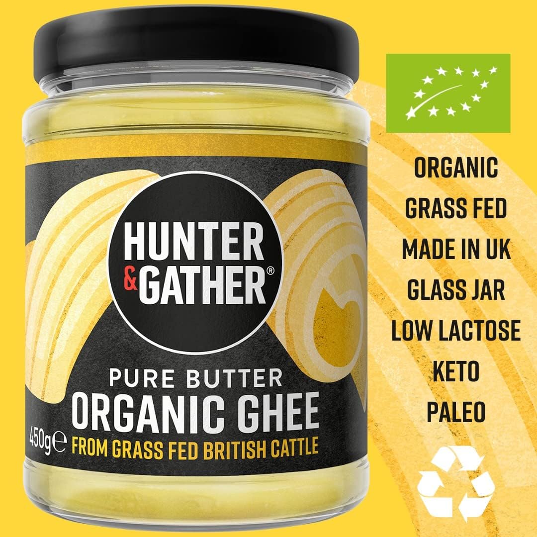 Hunter & Gather Organic Beef Tallow from Grass Fed British Cows 300g | Gluten Free, Seed Oil Free | Keto, Low Carb, Paleo I Ancestrally Inspired Nutrition I Simply 1 Ingredient I Glass Jar