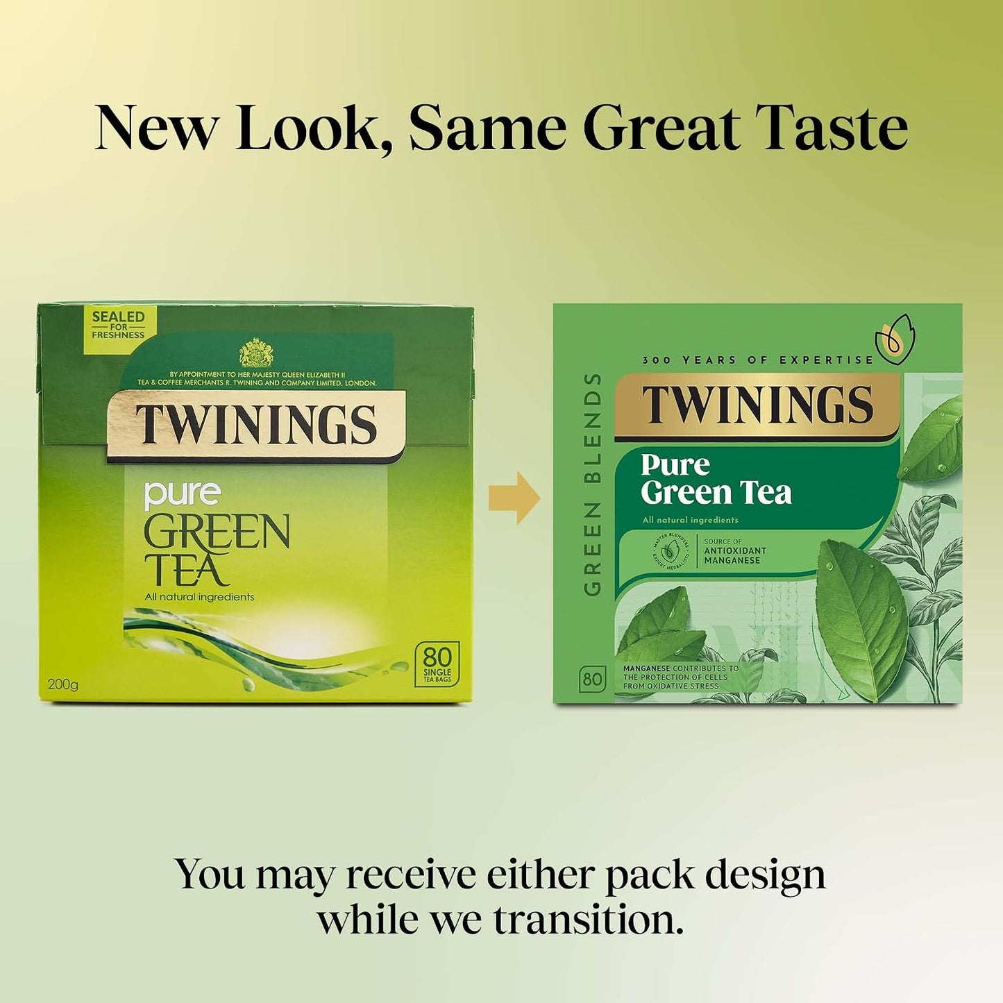 Twinings Pure Green Tea Bags 200 g 80 Tea Bags ( packs of 4 total 320 teabags)