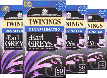 Twinings Earl Grey Bergamot & Lemon Flavoured Decaffeinated Black Tea Blend, 40 Biodegradable Tea Bags