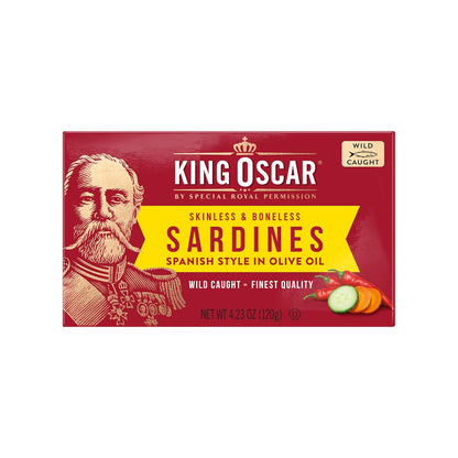 King Oscar Sardines in Water, 4.23 Ounce Cans (Pack of 1( Packaging May Vary), Skinless & Boneless, Wild Caught Canned Sardines, Low Sodium