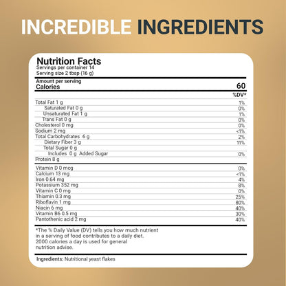 Dr. Berg's Premium Nutritional Yeast Flakes| Gluten Free & Non-GMO | Nutritional Yeast with B Vitamins | Keto & Vegan-Friendly Nutritional Yeast | 8oz