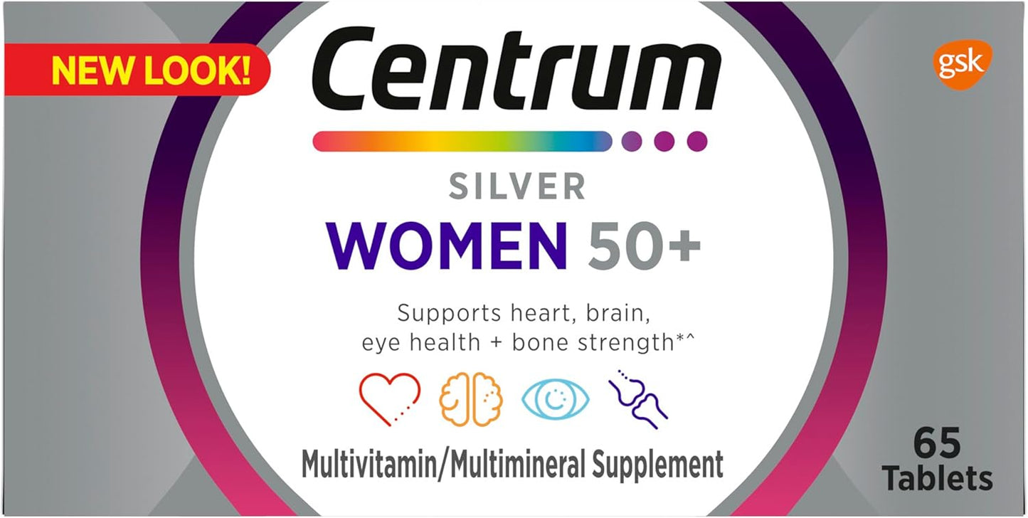 Centrum Silver Women's Multivitamin for Women 50 Plus, Multivitamin/Multimineral Supplement with Vitamin D3, B Vitamins, Non-GMO Ingredients, Supports Memory and Cognition in Older Adults - 100 Ct