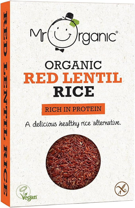 Mr Organic - Organic Mr Organic Red Lentil Protein Rice 250g - Non GMO & Preservative Free - Gluten Free & Vegan - Made With Red Lentil Flour