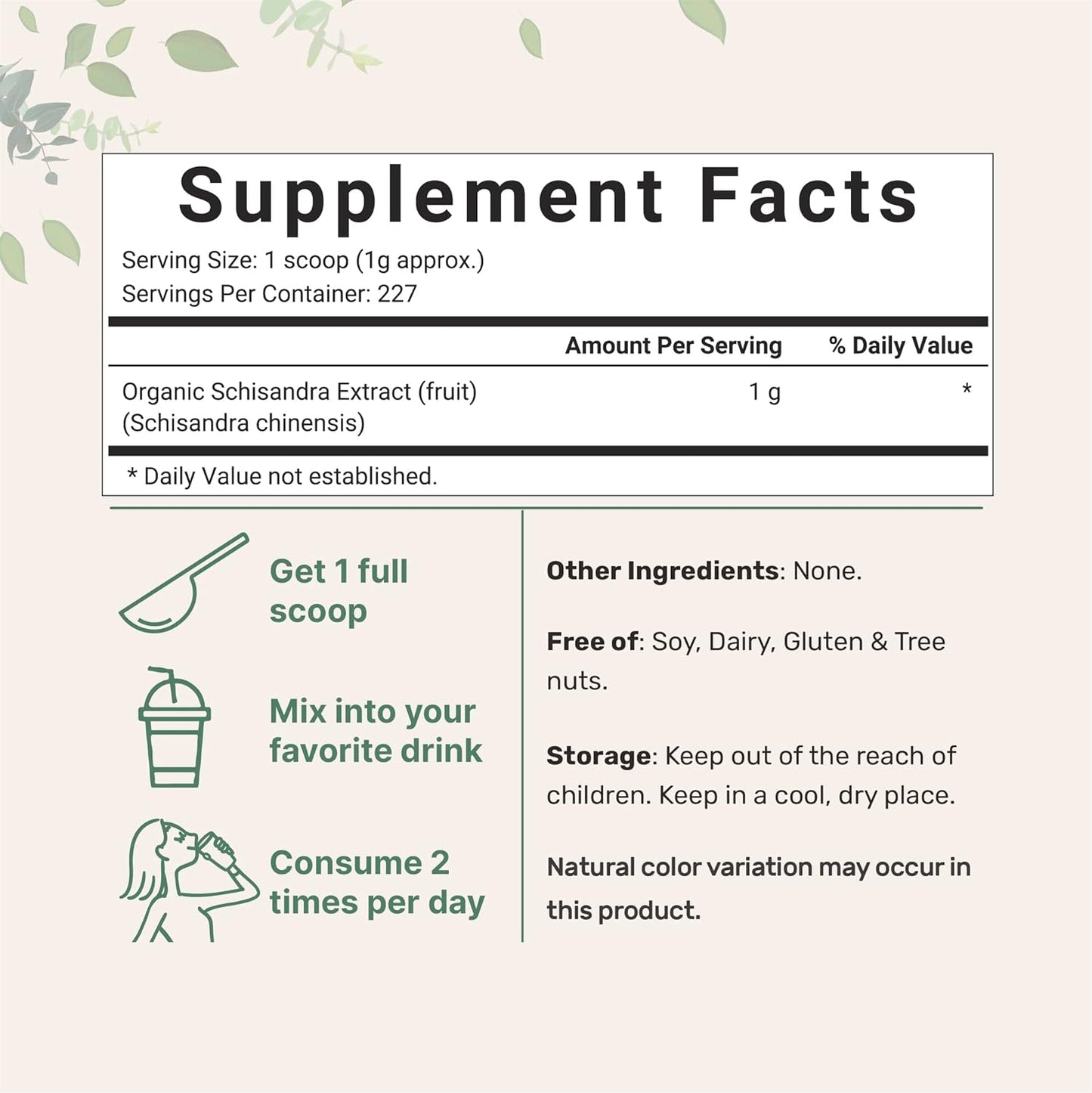 Organic Schisandra Extract Powder, 8 Ounce, Traditional Adaptogen and Filler Free, Pure Schisandra Supplement, Supports Liver Detox and Cognitive Health, No GMOs