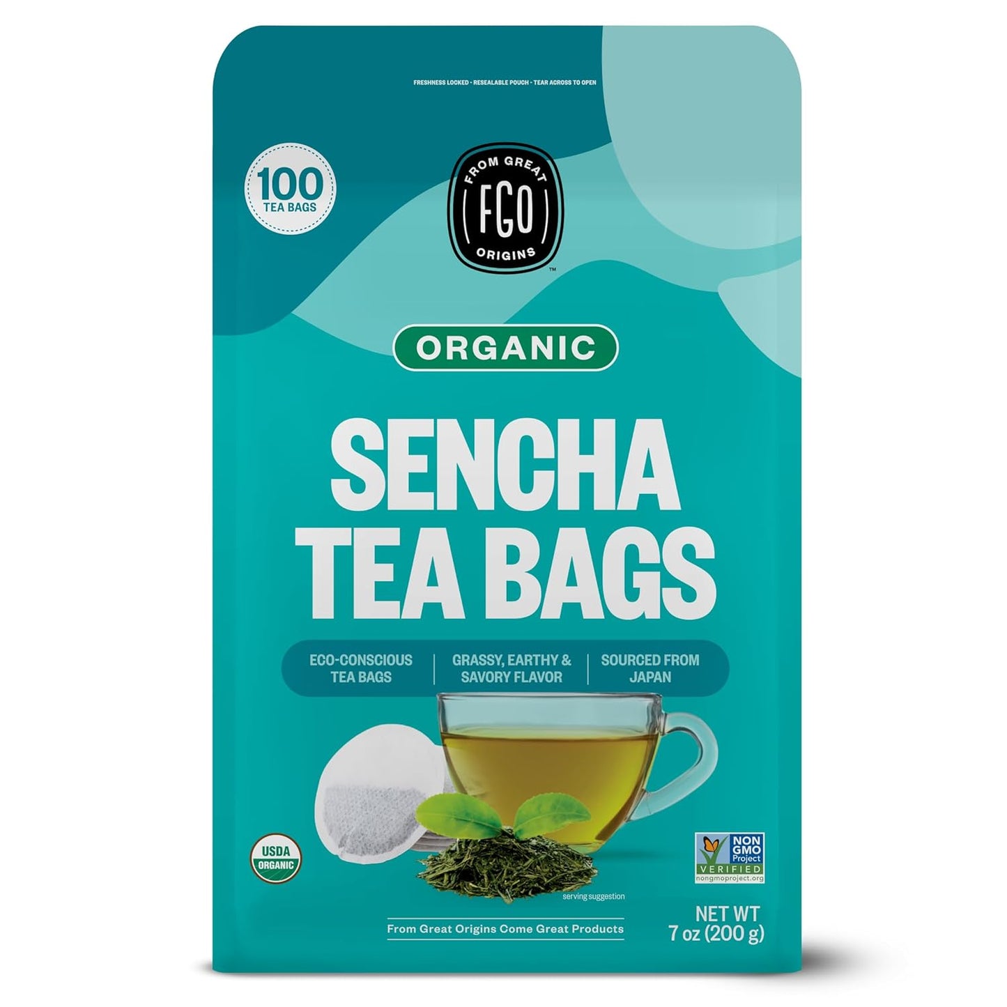 FGO Organic Milk Thistle Tea, 100 Count, Eco-Conscious Herbal Tea Bags, Resealable Bag, Caffeine Free, Packaging May Vary (Pack of 1)