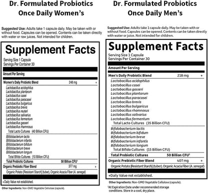 Garden of Life Once Daily Dr. Formulated Probiotics for Women 50 Billion CFU 16 Probiotic Strains with Organic Prebiotics for Digestive, Vaginal & Immune Health, Dairy Free, Shelf Stable 30 Capsules