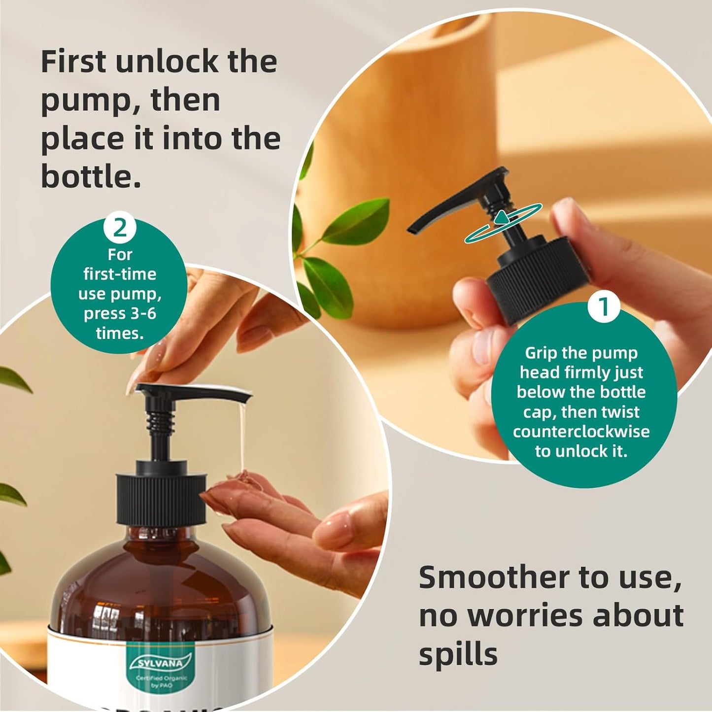 SYLVANA Organic Castor Oil (16oz Glass Bottle), USDA Certified Organic, Cold Pressed, Vegan, Hexane Free - 100% Pure Castor Oil for Nourishing Skin, Hair Growth, Lashes & Eyebrows