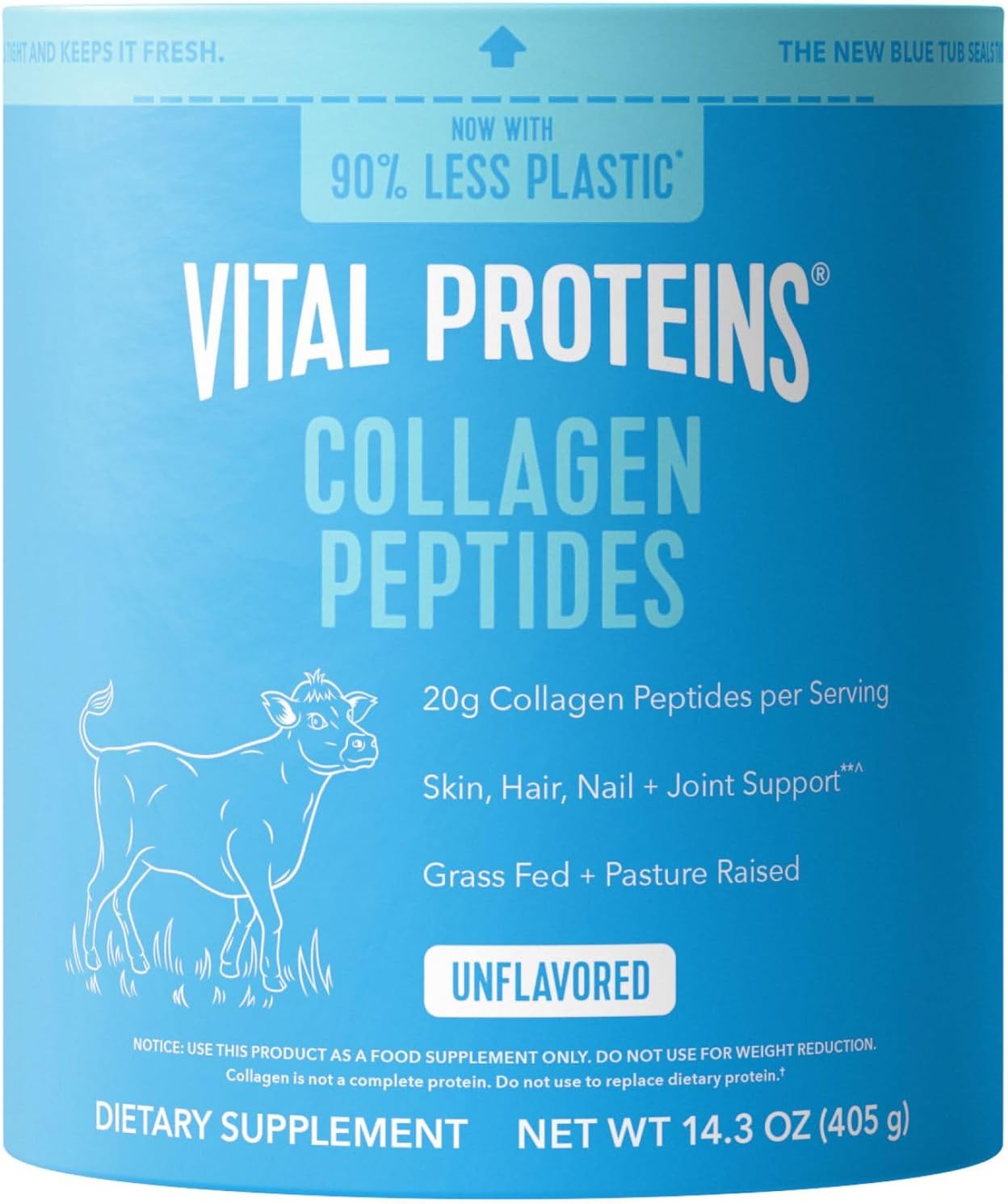 Vital Proteins Grass Fed Collagen Powder Supplement (Type I, III) for Skin Hair Nail Joint - Hydrolyzed Collagen, Grass Fed, Dairy and Gluten Free - Chocolate Flavor, 17.1 oz Canister