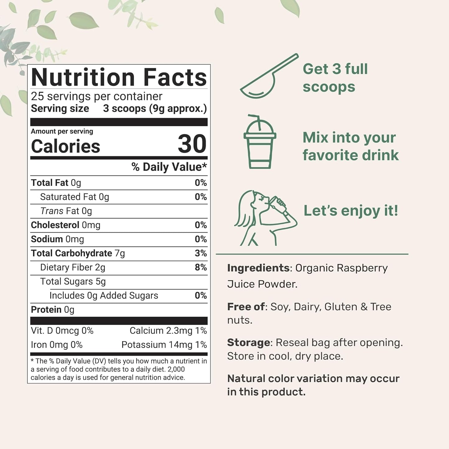 Organic Acerola Powder, 8oz | Natural Organic Vitamin C Superfood | No Sugar & Additives | Great Flavor for Drinks, Smoothie, & Beverages | Non-GMO & Vegan Friendly, Brazil Origin