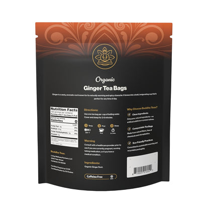 Buddha Teas Organic Turmeric Ginger Tea - OU Kosher, USDA Organic, CCOF Organic, 18 Bleach-Free Tea Bags