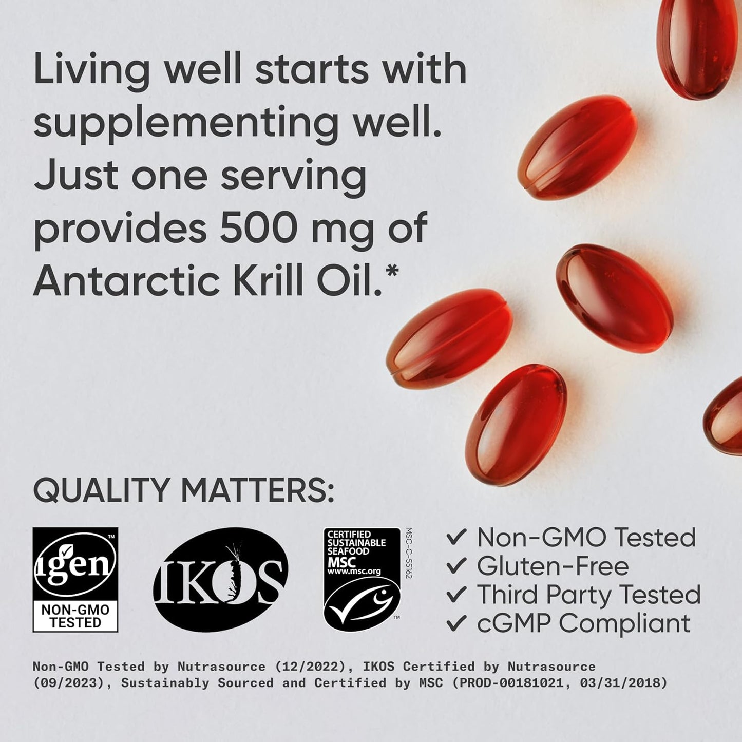 Sports Research Krill Oil Supplement with EPA & DHA Omega 3, Phospholipids & Astaxanthin from Antarctic Krill - Highest Concentration of Krill Oil for Men & Women - 500mg, 120 Softgel Capsules
