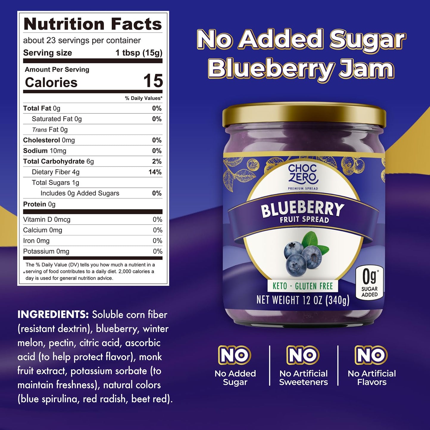 ChocZero Sugar Free Orange Marmalade - Sweet Keto Jam Spread with Oranges - No Added Sugars (1 Jar, 12oz)