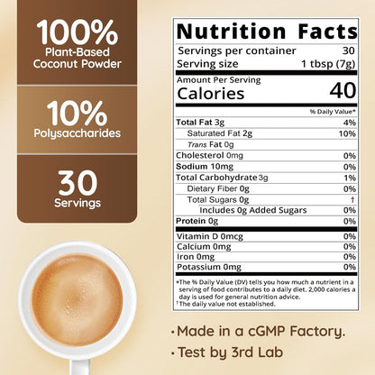 Veltracha Mushroom Coconut Coffee Creamer, Coffee Mate Creamer Powder with Pure Coconut Extract and 6 Adaptogenic Mushroom, Superfood Creamer Vegan & Unsweetened, 7.41oz (30 Servings), Mocha