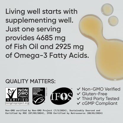 Sports Research® Omega-3 Fish Oil 4685mg - Sourced from Wild Caught Alaska Pollock - Natural Lemon Flavor, MSC Certified Sustainable - 8oz (48 Servings)