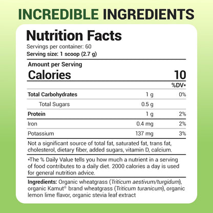 Dr. Berg USDA Certified Organic Green Powder Superfood (60 Servings) - Made with Raw Wheatgrass Powder, Chlorophyll, Trace Minerals & Natural Enzymes - Non-GMO Green Superfood Powder - Lemon Flavor
