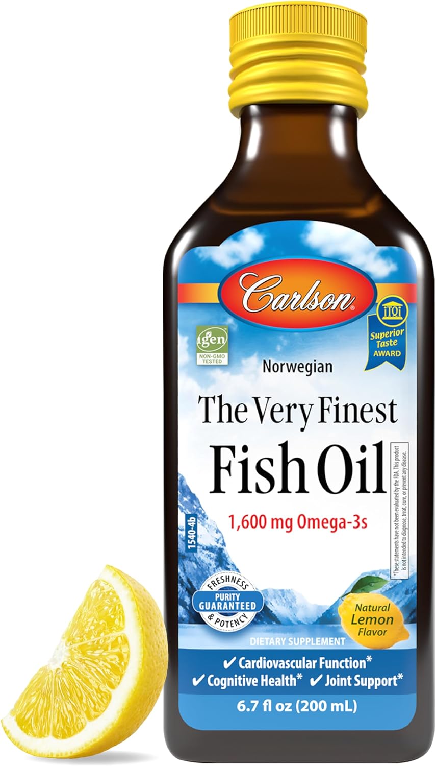 Carlson - Cod Liver Oil, 1100 mg Omega-3s, Plus Vitamins A and D3, Wild Caught Norwegian Arctic Cod Liver Oil, Sustainably Sourced Nordic Fish Oil Liquid, Unflavored, 250 mL (8.4 Fl Oz)