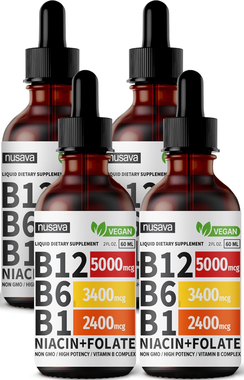 Vitamin B12 and B6 Liquid Drops, B12 Sublingual Vitamin B Complex - B 12 Vitamin 5000mcg - B12 Methylcobalamin for Energy, Brain, and Heart Support with 27,200 mcg, Raspberry, 40 Servings