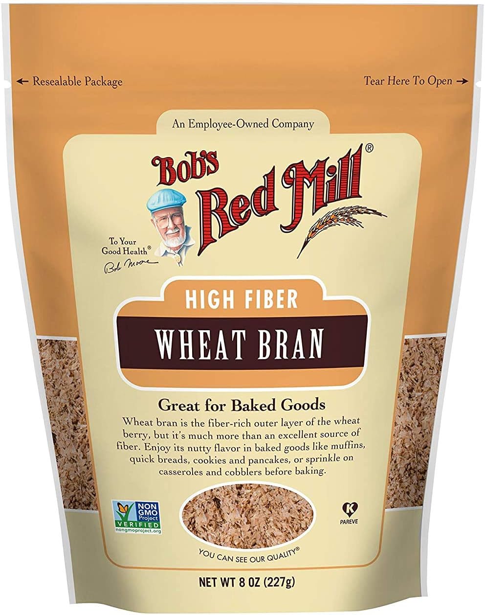 Bob's Red Mill Wheat Bran, 8 Oz (Pack of 4)