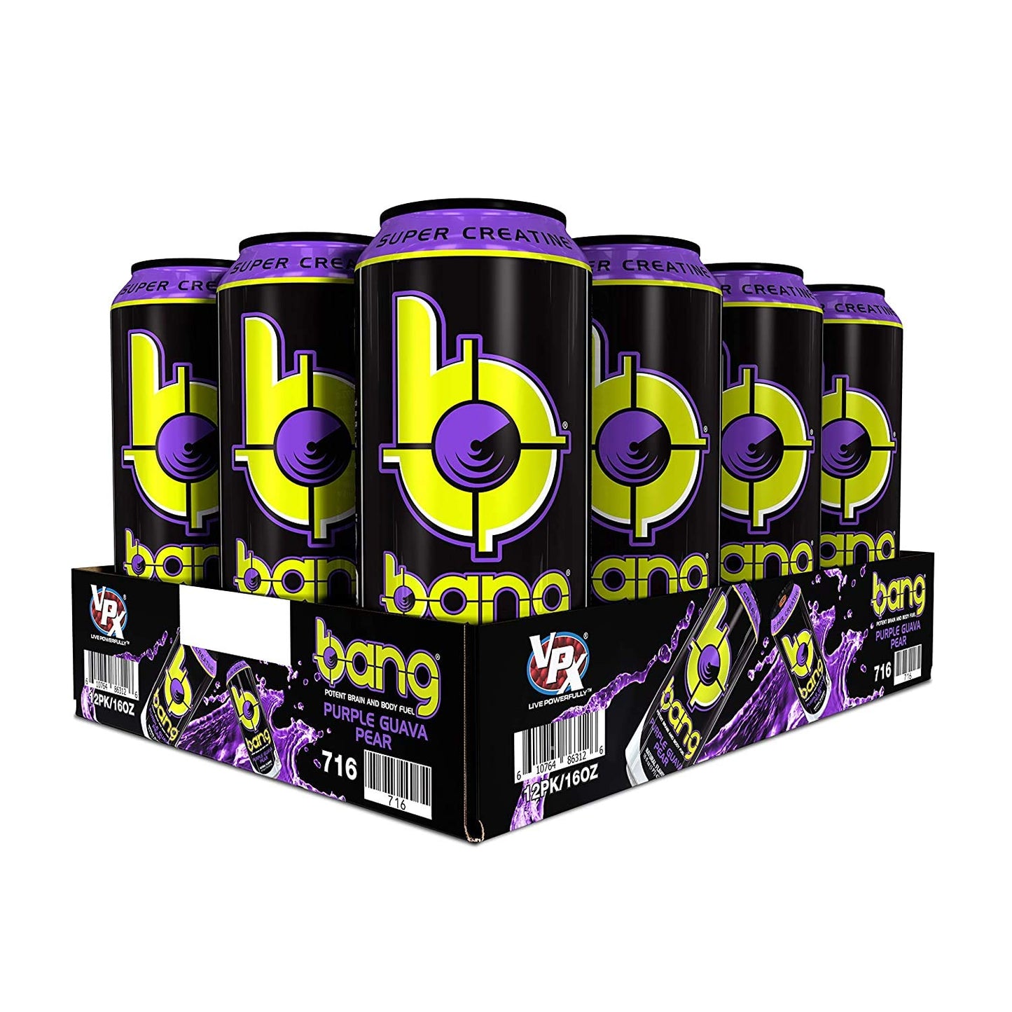 Bang Energy Nectarine Blueberry, Sugar-Free Energy Drink , 16-Ounce.