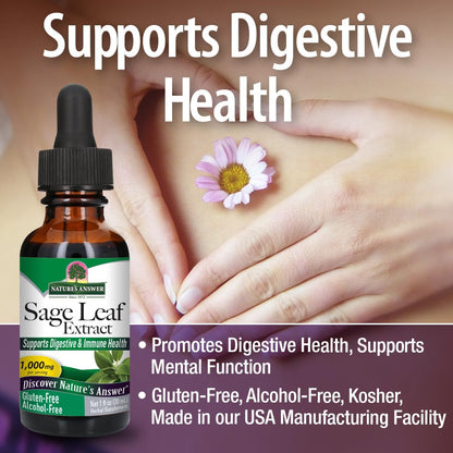 Nature's Answer Alcohol-Free Sage Leaf, 1-Fluid Ounce Sage Liquid Extract Gluten Free Sage Extract Supplement