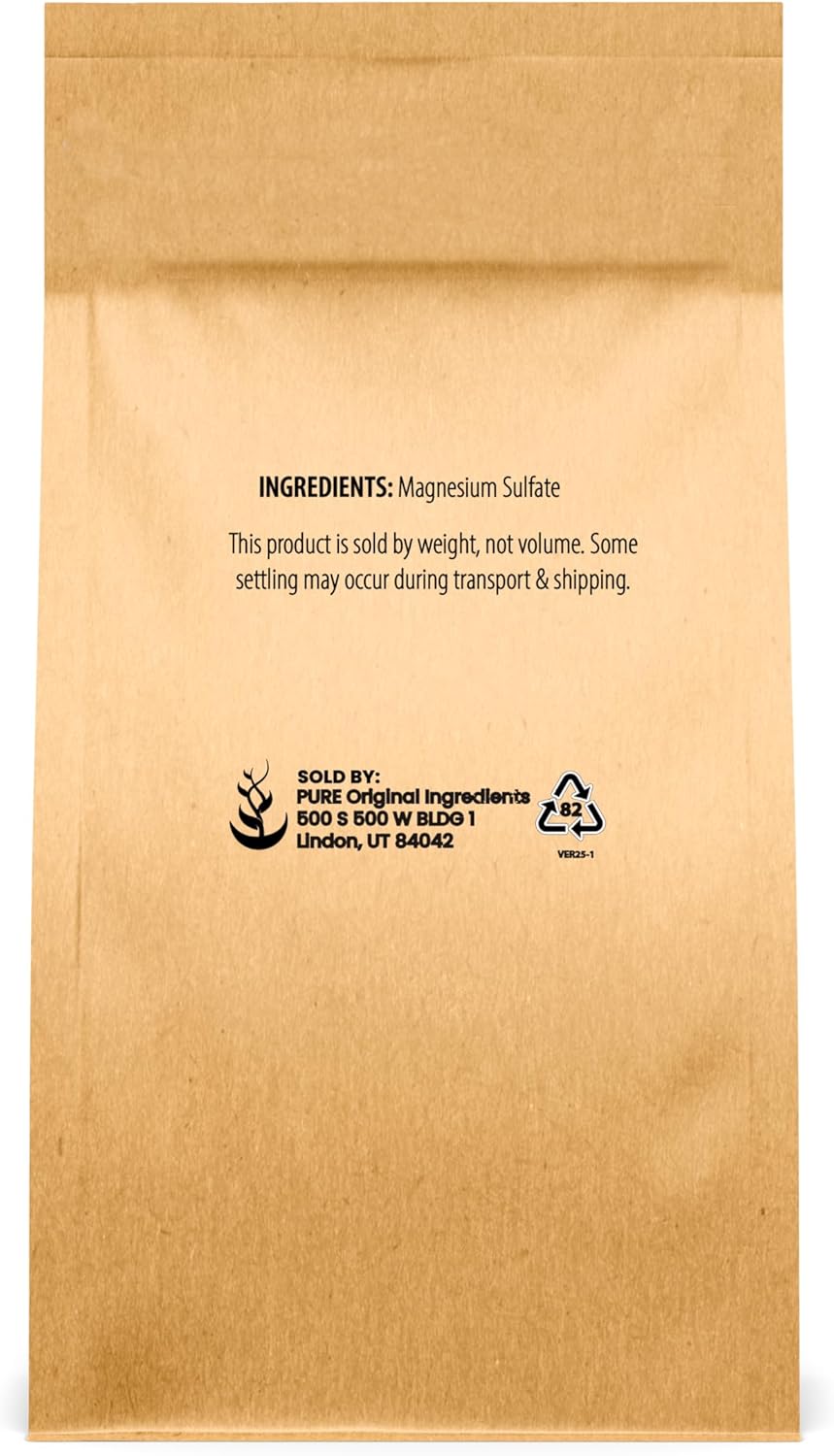 Pure Original Ingredients Epsom Salt Pure Magnesium Sulfate, Food Grade, Soaking Solution (1 Pound)