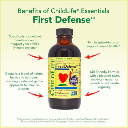 ChildLife Essentials Immune Support  for Infants, Babies, Kids, and Toddlers - Vitamin D3 Natural Berry Drops, Liquid Vitamin C Natural Orange, Echinacea Natural Orange, and First Defense