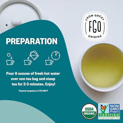 FGO Organic Nettle Leaf Tea, 100 Count, Eco-Conscious Tea Bags, Caffeine Free, Resealable Bag, Packaging May Vary (Pack of 1)
