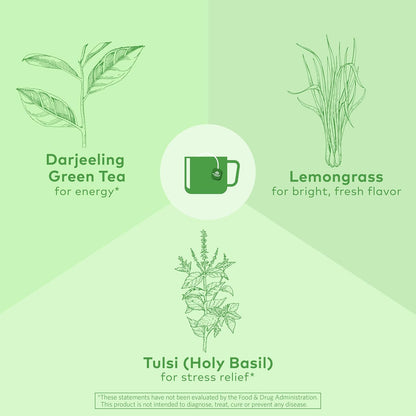 ORGANIC INDIA Tulsi Moringa Tea Bags - Holy Basil, Lemongrass, Moringa Leaves, Stress Relieving & Nourishing, Immune Support Tea, Vegan, Certified Organic, Caffeine-Free - 18 Infusion Bags, 6 Pack