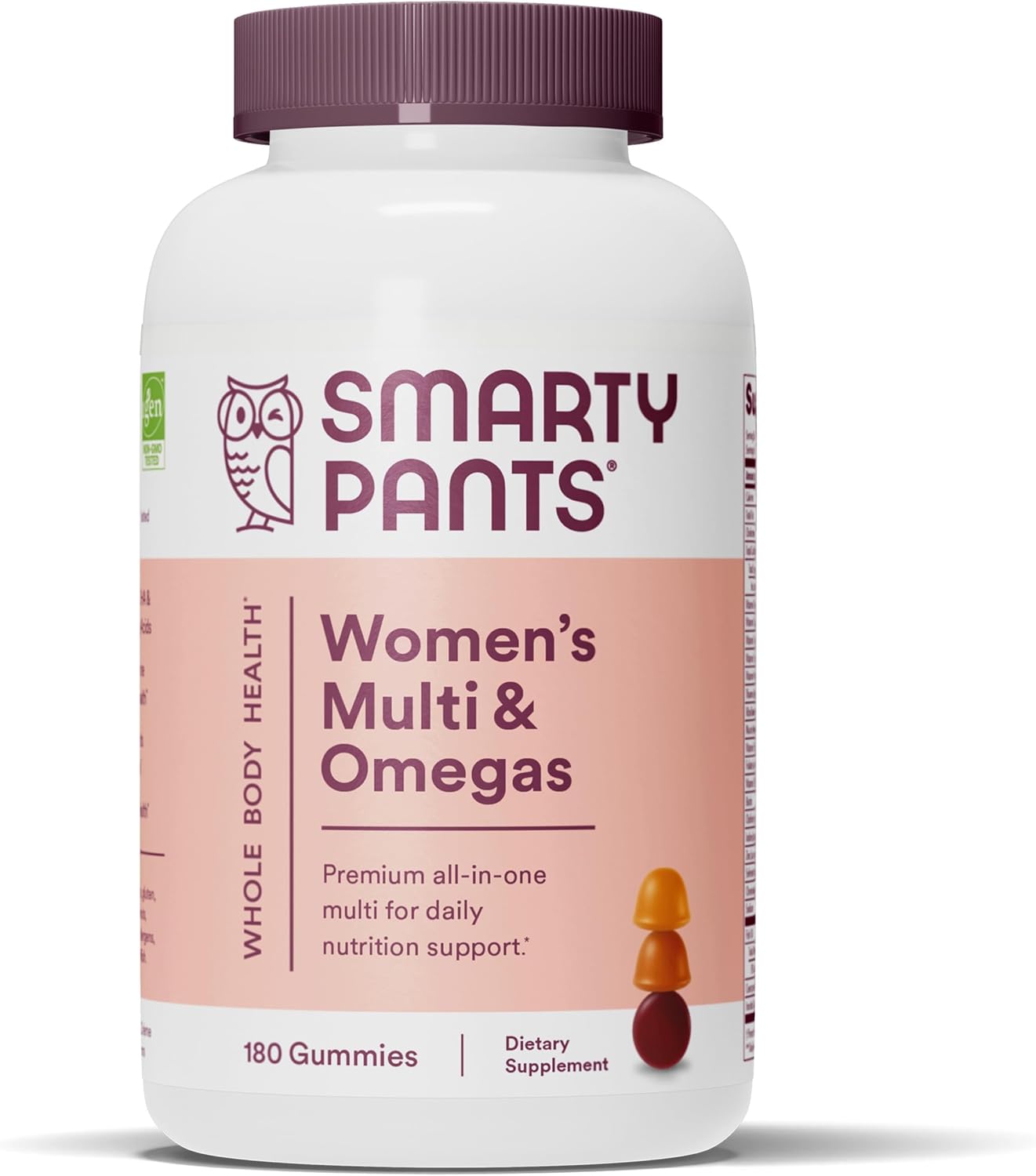 SmartyPants Women's Multivitamin Gummies: Omega 3 Fish Oil (EPA/DHA), Methylfolate, CoQ10, Vitamin D3, C, Vitamin B12, B6, A, K & Zinc, Inositol, Gluten Free, 180 Count (30 Day Supply)