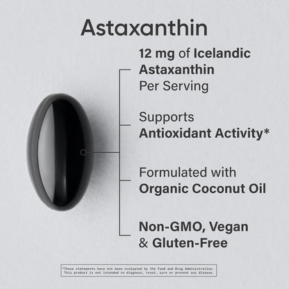 Sports Research® Vegan Astaxanthin 12mg w/Organic Coconut Oil, 60 Count