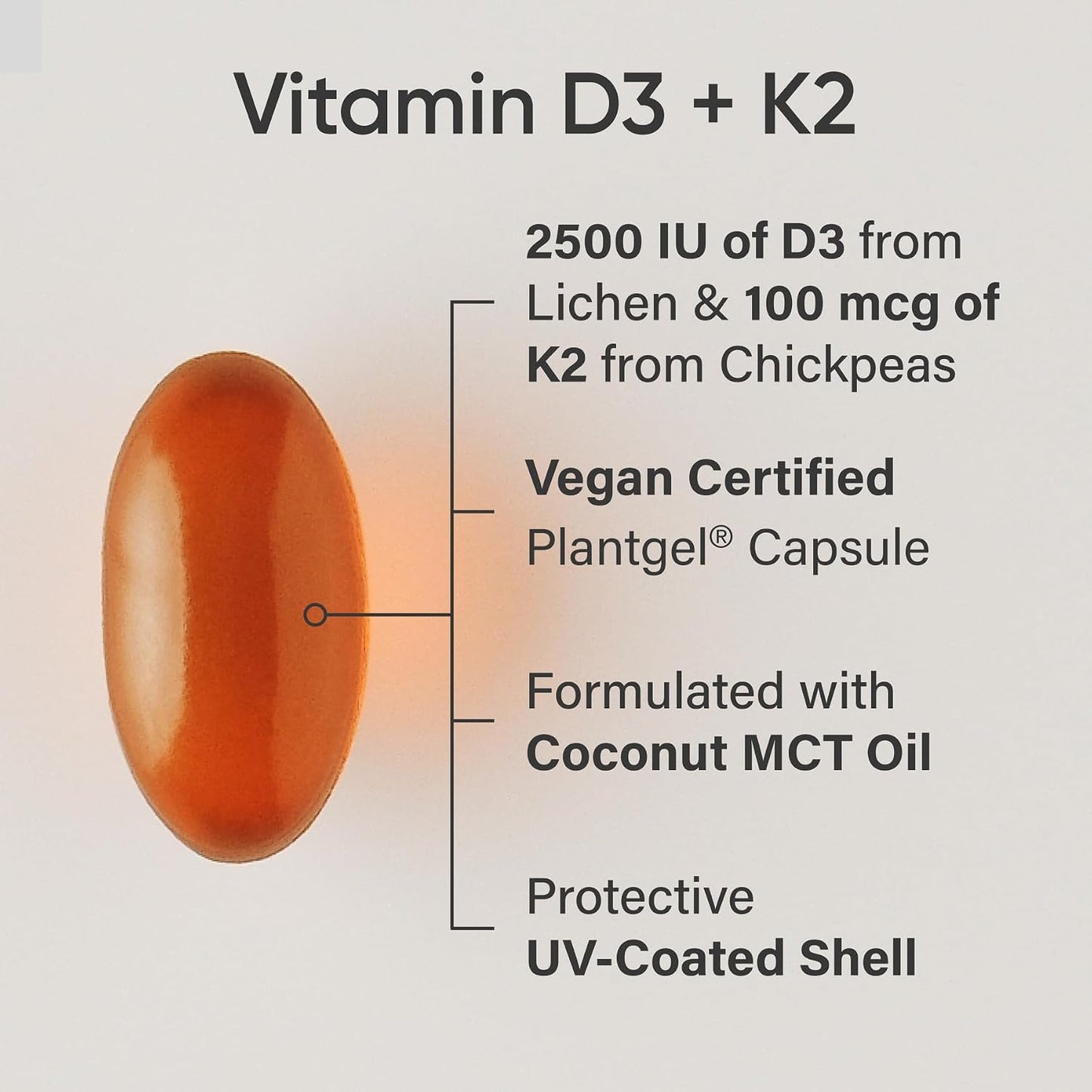 Sports Research® Vegan Vitamin D3 + K2 w/Coconut Oil, 60 Count Plantgels™