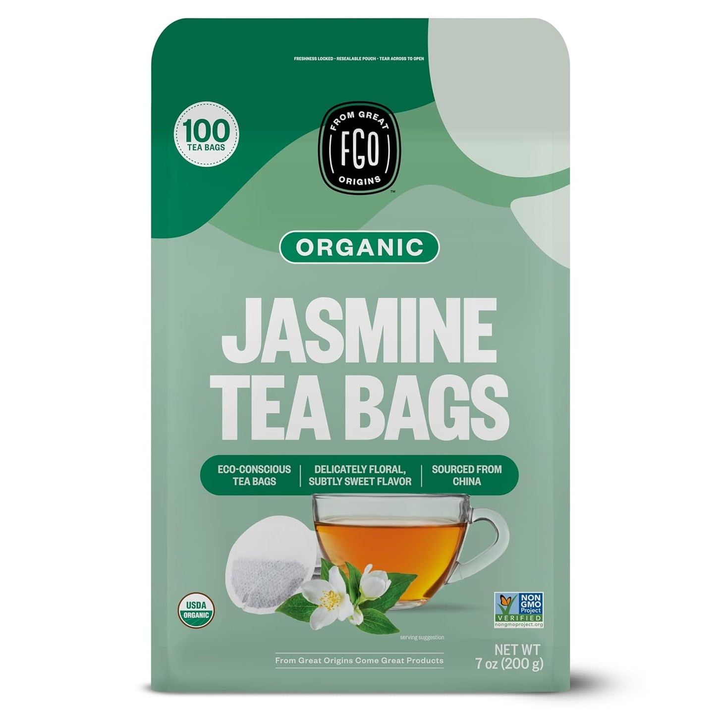 FGO Organic Milk Thistle Tea, 100 Count, Eco-Conscious Herbal Tea Bags, Resealable Bag, Caffeine Free, Packaging May Vary (Pack of 1)