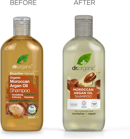 Dr Organic Aloe Vera Shampoo, Soothing, All Hair Types, Natural, Vegan, Cruelty-Free, Paraben & SLS-Free, Recyclable & Recycled Ocean Bound Plastic, Certified Organic, 265ml, Packaging may vary