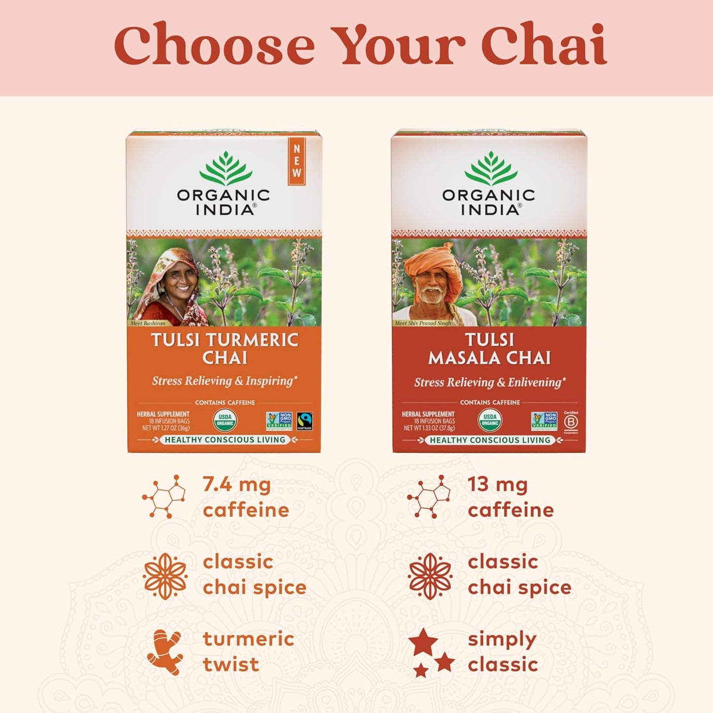 ORGANIC INDIA Tulsi Moringa Tea Bags - Holy Basil, Lemongrass, Moringa Leaves, Stress Relieving & Nourishing, Immune Support Tea, Vegan, Certified Organic, Caffeine-Free - 18 Infusion Bags, 6 Pack